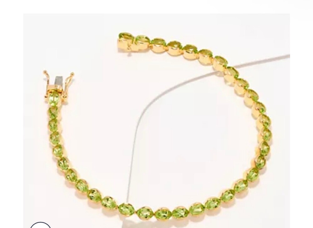 Affinity Gems Oval Cut Gem Tennis Bracelet, 14K Plated Sterling Peridot